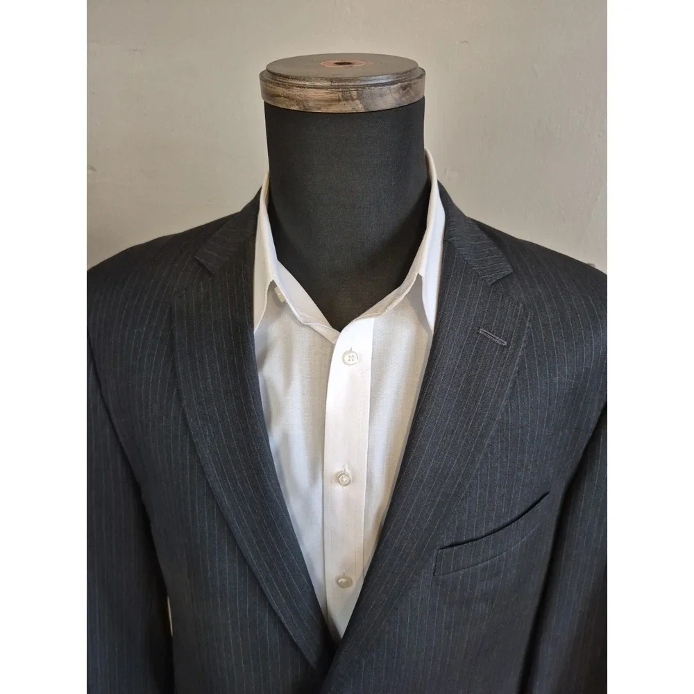 Pronto Uomo Mens Wool Sports Coat 44R Gray Stripe Italy 2 Button Blazer